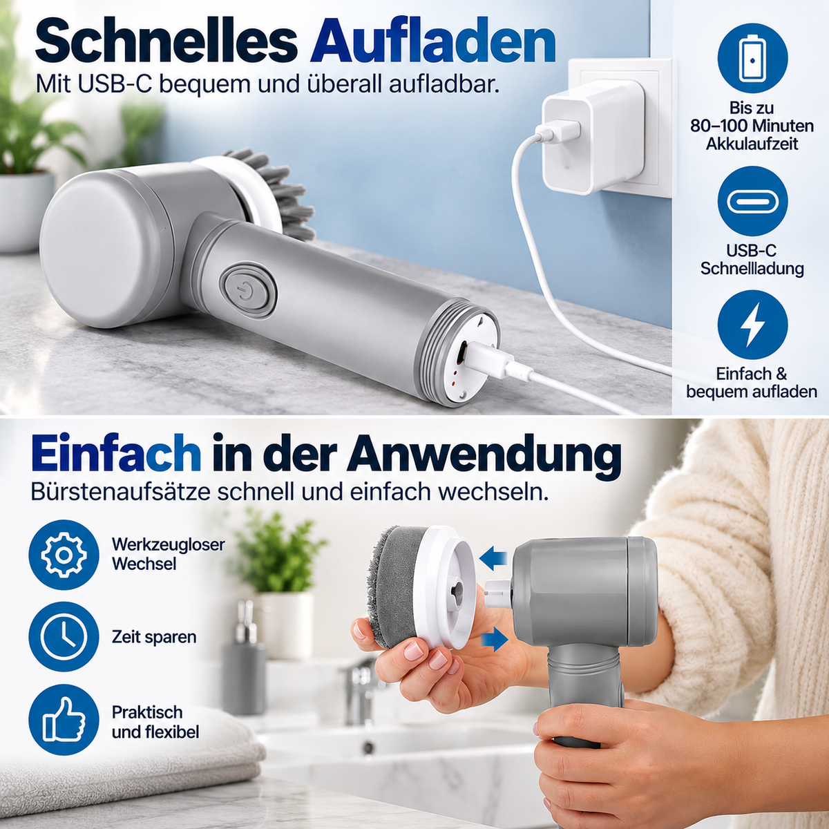 Elektrische Reinigungsbürste - kabellos & vielseitig