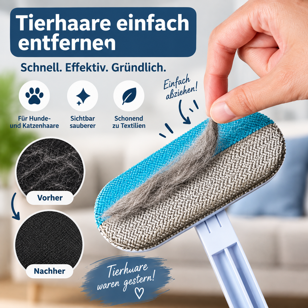 Tierhaarentferner - für Sofa & Kleidung